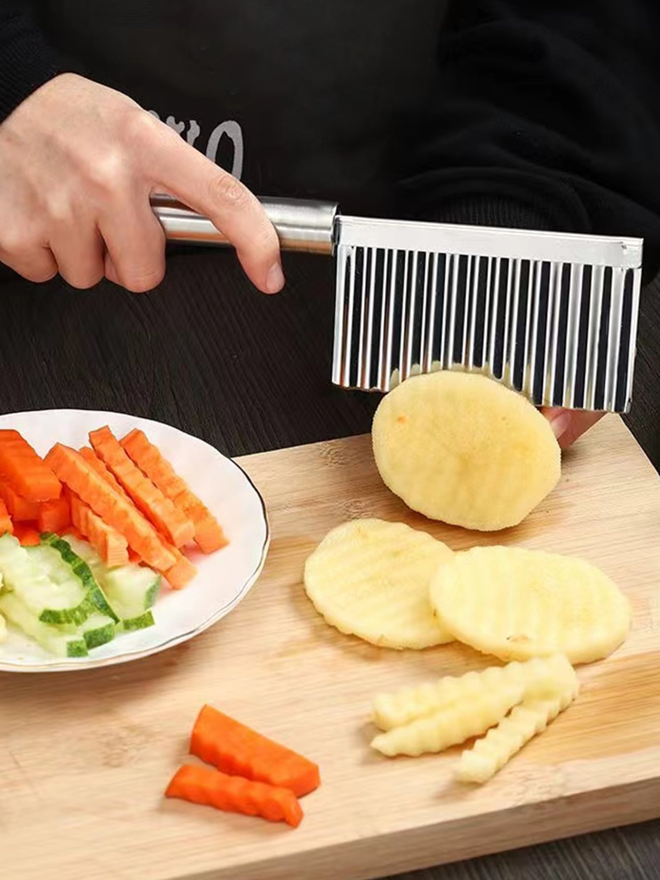 Stainless Steel Potato Chip Slicer Dough Vegetable Fruit - Temu