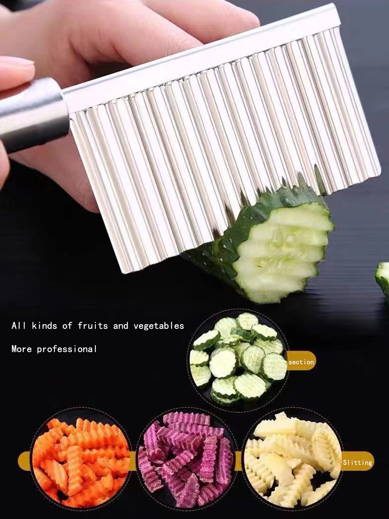 Crinkle Cutter Knife Potatoes Crinkle Fry Cut Vegetable Temu