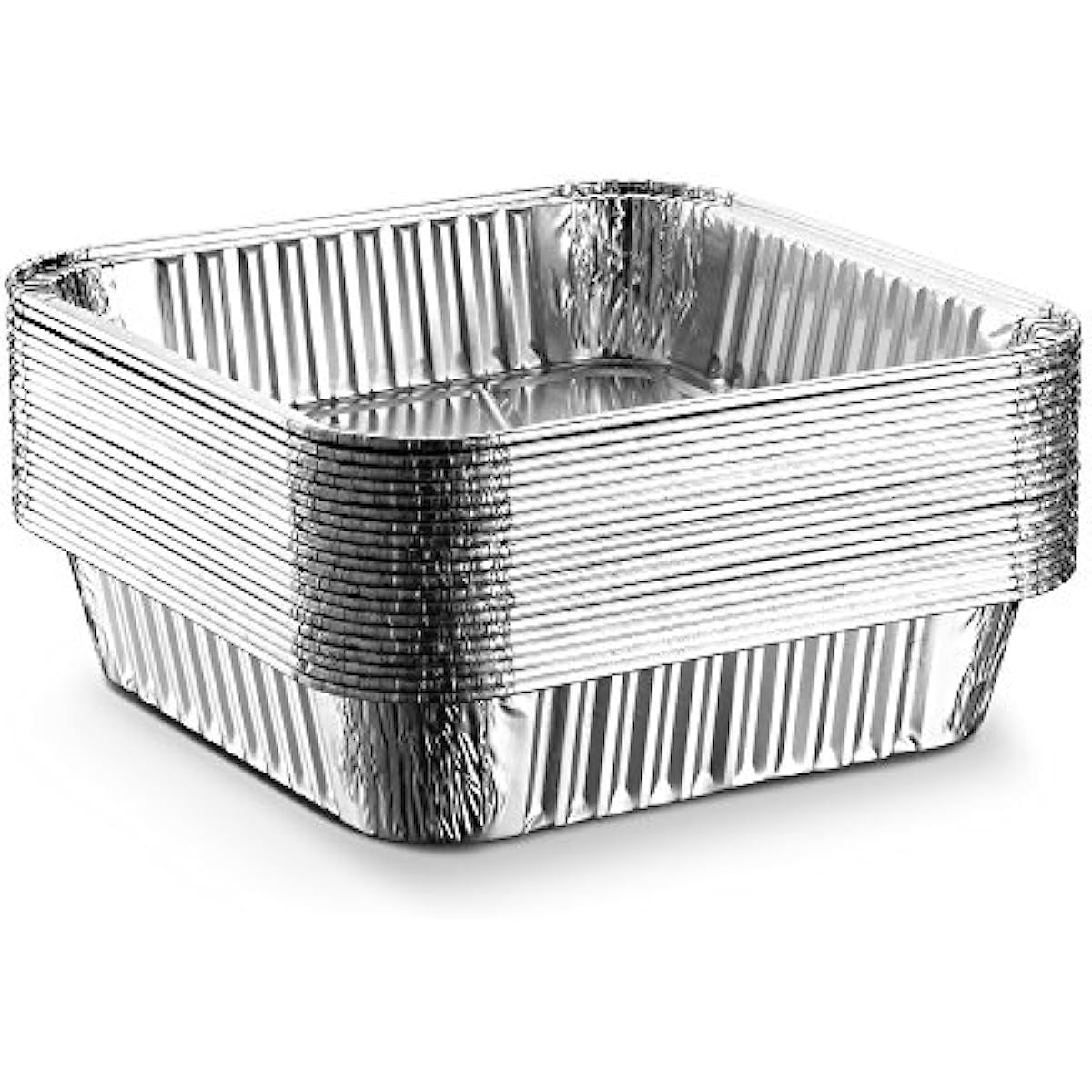 8x8 Foil Pans with Lids (10 Pack) 8 Inch Square Aluminum Pans with Covers -  Foil Pans and Foil Lids - Disposable Food Containers Great for Baking