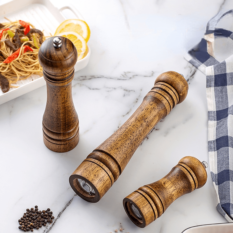 8 inch High Quality Oak Wood Salt and Pepper Mills Set