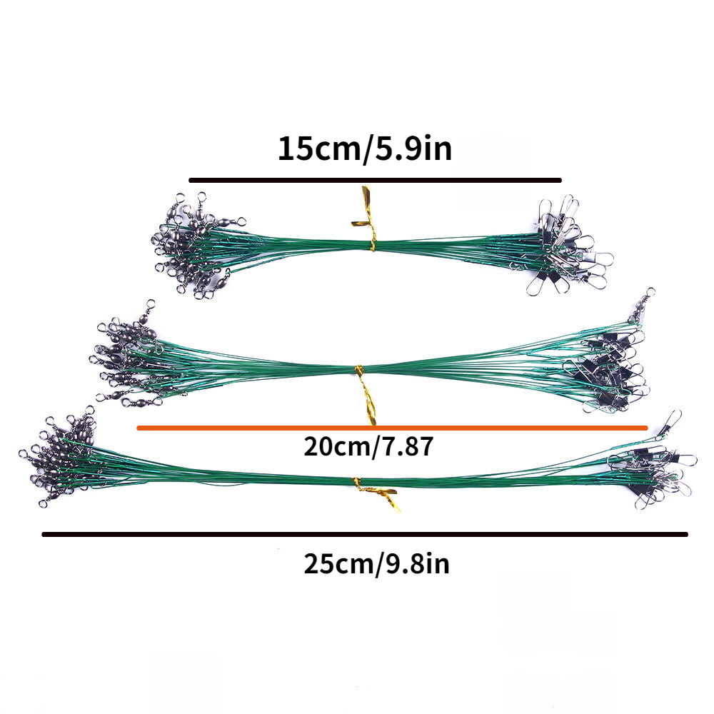 Durable Anti-Bite Steel Fishing Line with Swivel - Available in 15cm, 20cm,  25cm, and 30cm Lengths - Essential Fishing Accessory for Catching Big Fish