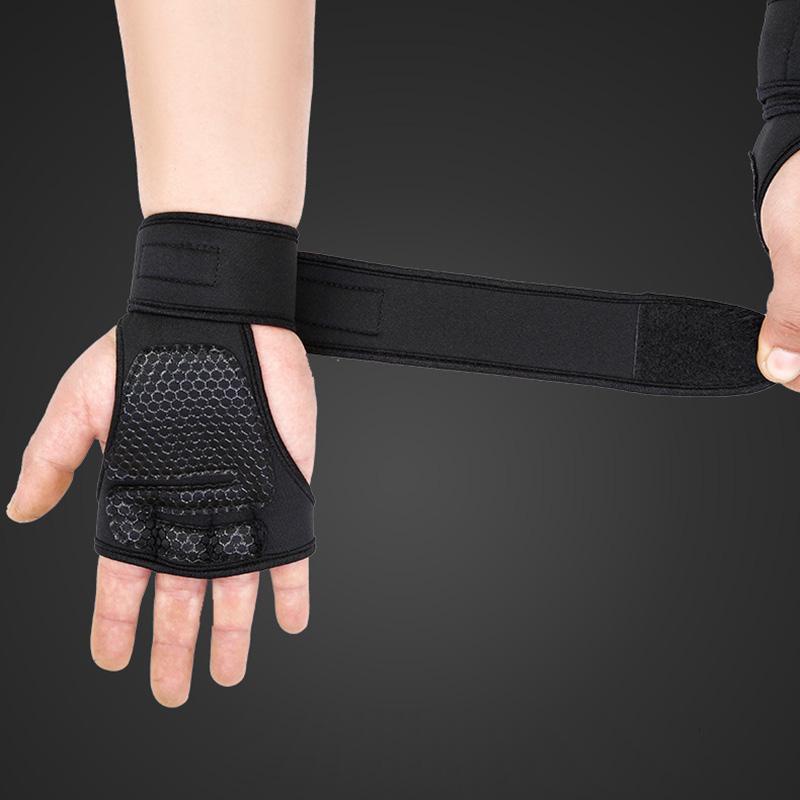 Guantes Sin Dedos Unisex Para Levantamiento De Pesas Gimnasio Entrenamiento  Culturismo Mancuernas Con Cierre De Gancho Y Lazo