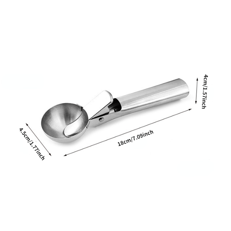 Stainless Steel Ice Cream Scoop with Trigger Fruit Dessert Ball