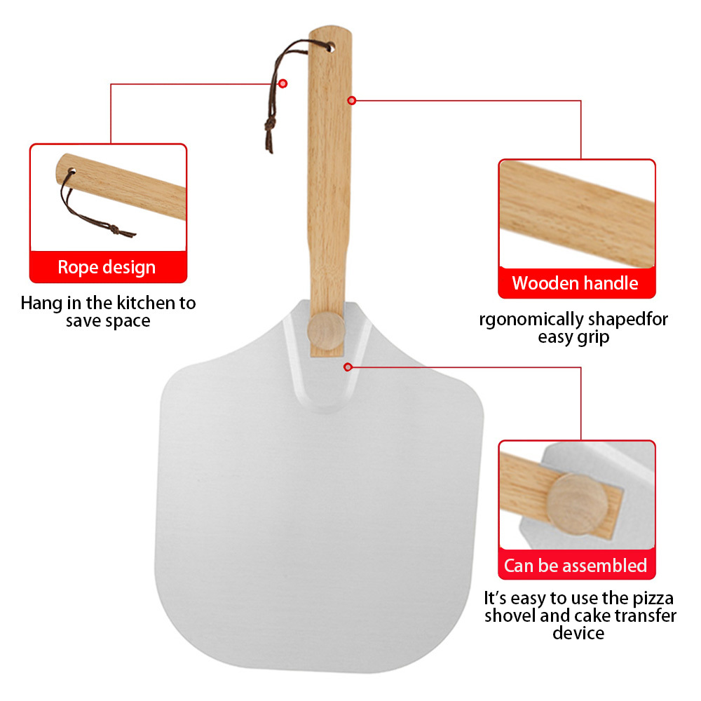 Wooden Pizza Spatula Paddle with Silicone Brush Pizza Transfer Shovel  Hanging Pizza Cutting Board for Making Pizza Baking Bread