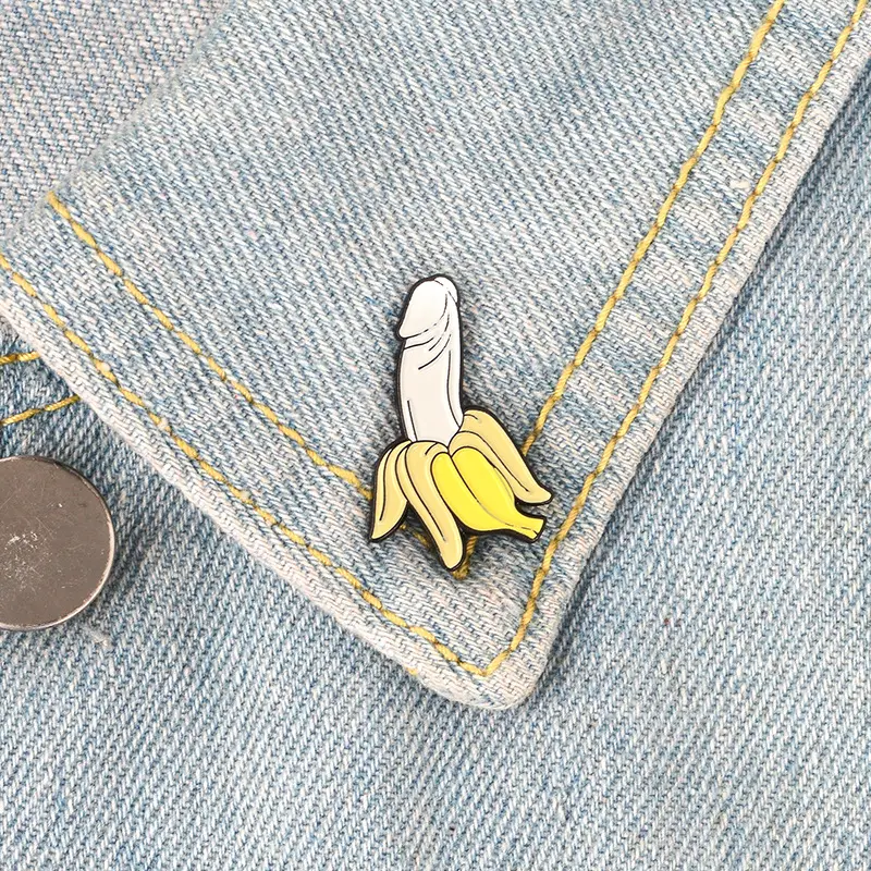 Funny Banana Shape Brooch Unique Cartoon Alloy Pin Clothes - Temu