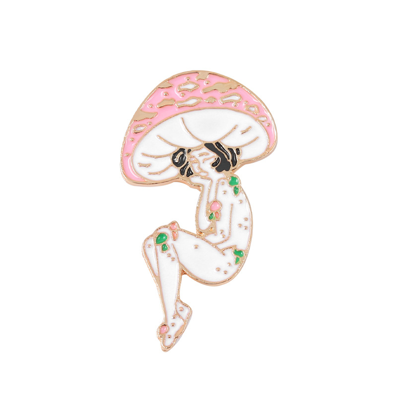 Mushroom Enamel Pin Brooches Cute Cartoon Mushroom Girl for