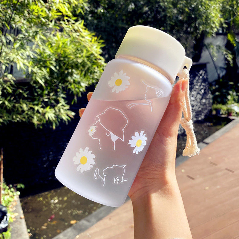 Trendy Bpa-free Water Bottle With Frosted Finish And Portable Tea Cup - Temu