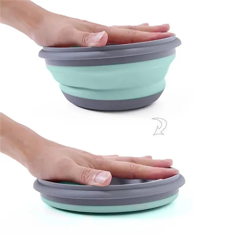 Round Folding Silicone Lunch-Box Folding Cups Travel Food Container  Portable Bowl Collapsible Salad Bowl Outdoor Tea Coffee Cups - AliExpress