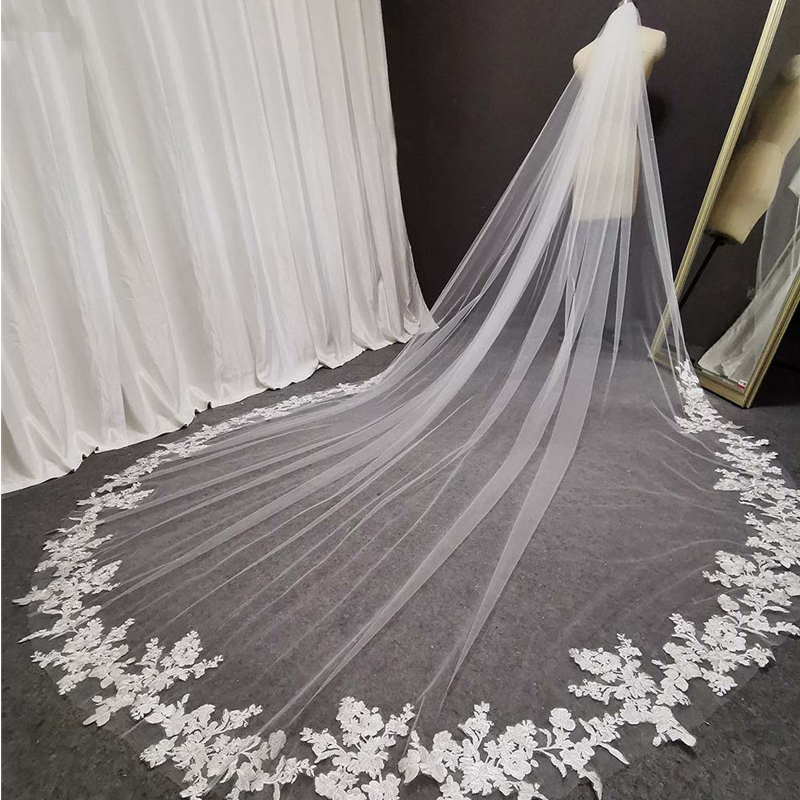 Etereauty Cathedral Wedding Veils Long Bridal Veil with Comb Wedding  Accessories Bride Wedding Veil(Pure White,without Veil) 