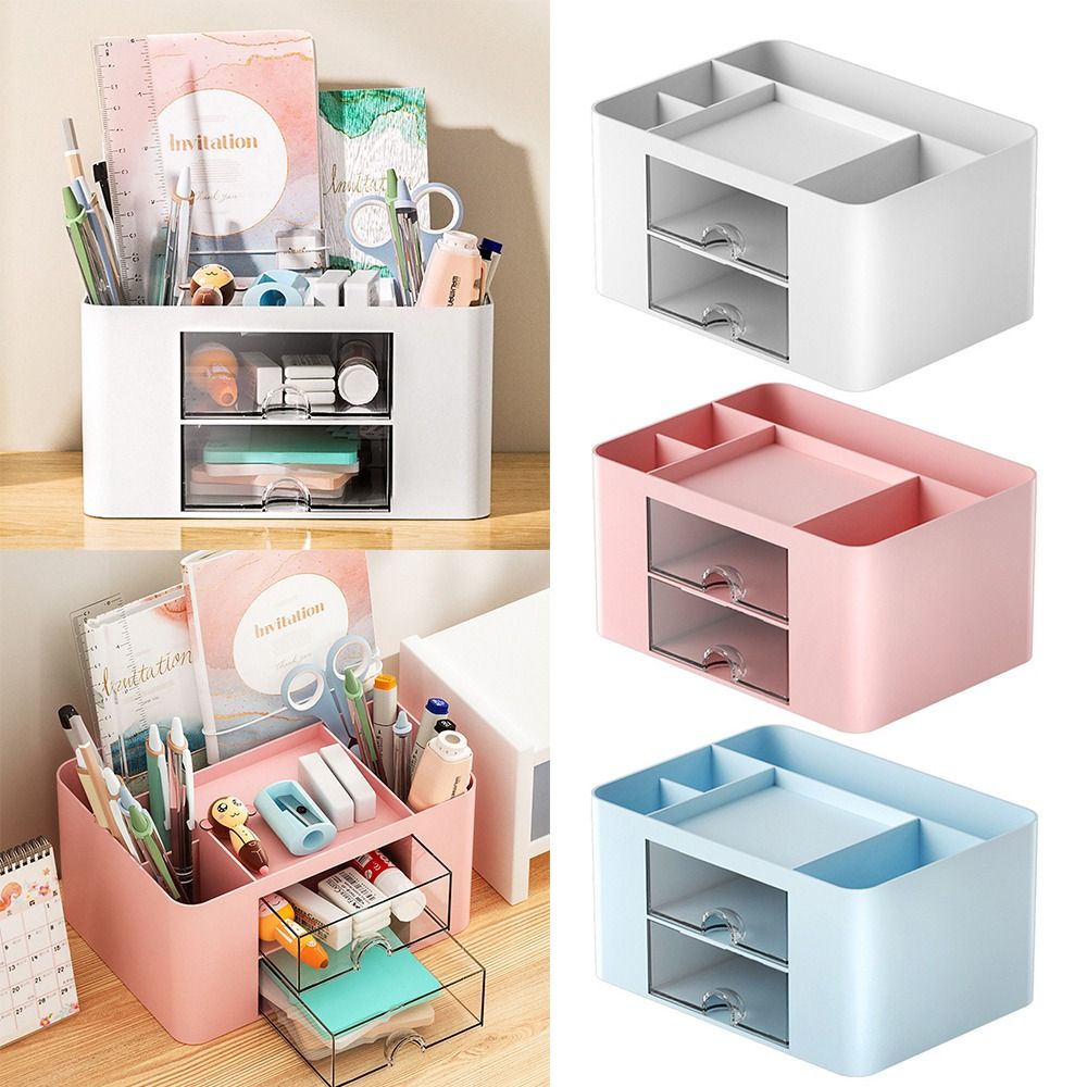 Multi compartment storage box Multifunctional plastic desktop storage box  Mini art storage Jewelry Home office visible drawer - purple