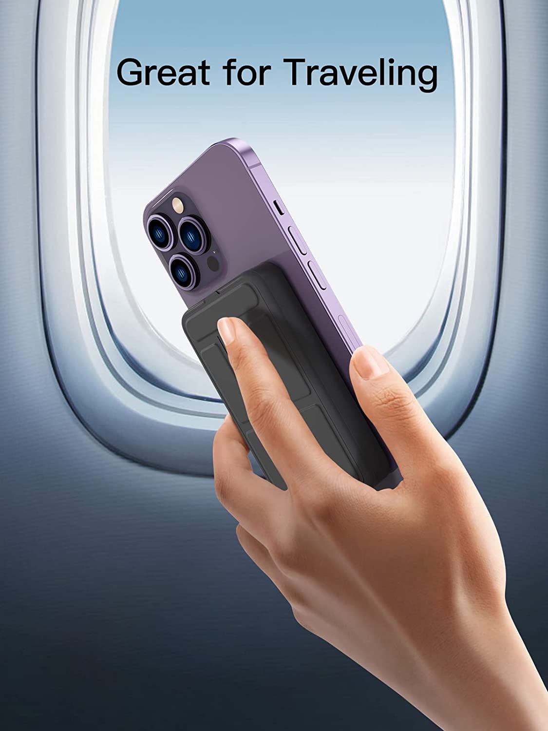 newdery magnetic wireless portable charger 10000mah battery pack 15w fast charging pd 22w usb c power bank foldable stand compatible for iphone 15 pro max 15 pro 15 plus 15 14 13 12 pro max plus mini airpods details 5