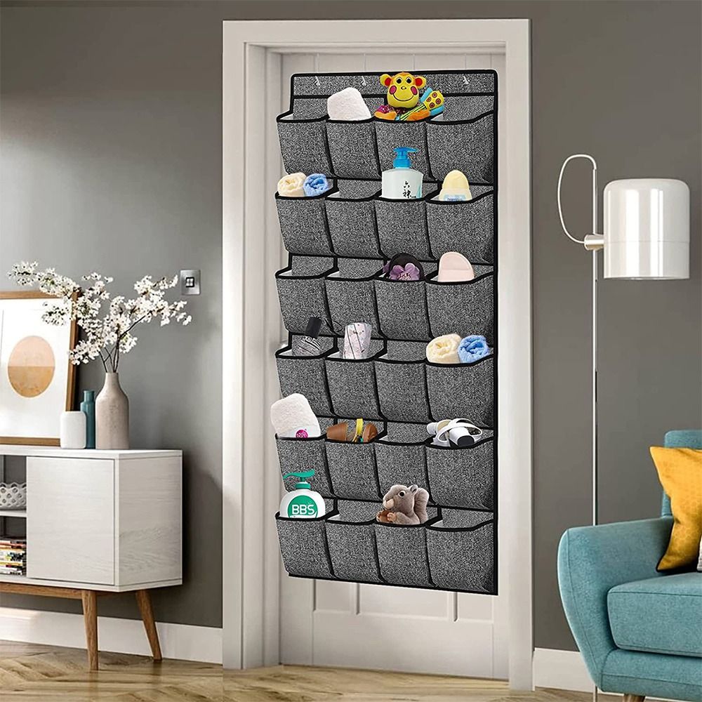 24 Pocket Shoe Holder Organiser Over The Door Hanging Shelf Rack Storage  Hook Storage Hanging Bag Behind The Door - Temu