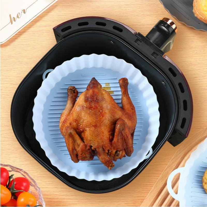 Air Fryers Oven Baking Tray Fried Chicken Basket Mat Air Fryer Silicone Pot  Round Replacement Grill Pan Accessories