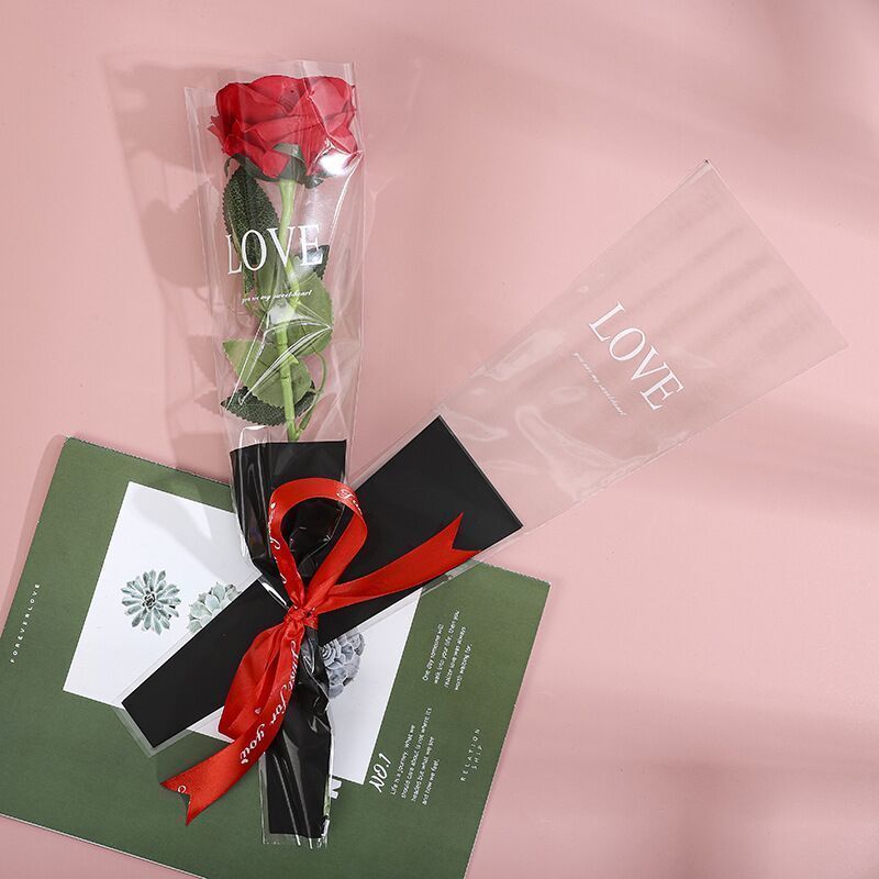20Pcs Bouquet Bags Plastic Flower Wrapping Rose Packaging OPP Bags For  Mother's Day Graduation Wedding Birthday Valentine's Day