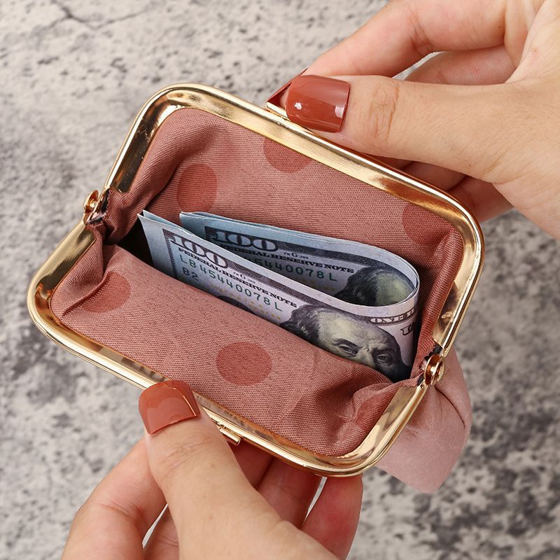 Women's Vintage Kiss-lock Purse, Portable Mini Coin Purse, Simple Solid  Color Wallet - Temu