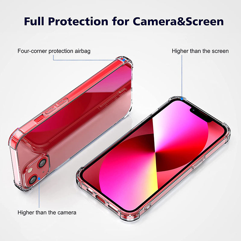 1pc phone case for iphone series for apple 11 12 13 14 series transparent mobile phone case military grade four corner protection anti drop protective phone case airbag silicone phone case 3