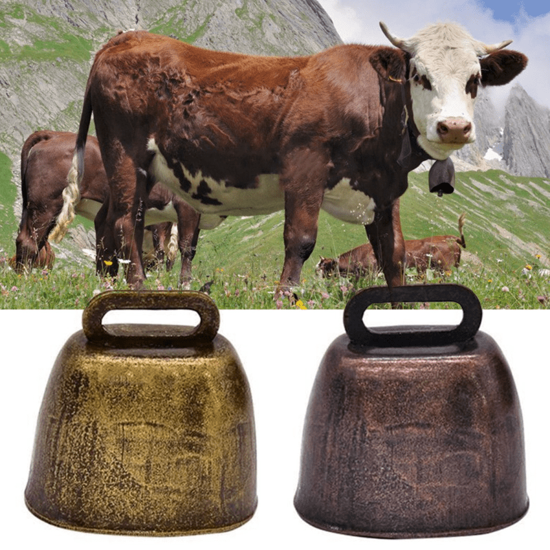 Vintage Style Grazing Bell Loudly Calling Ornament Loud Bells Small Metal  Cow Bells for Horse Livestock Cattle Cow Pets Supplies , Bronze Color