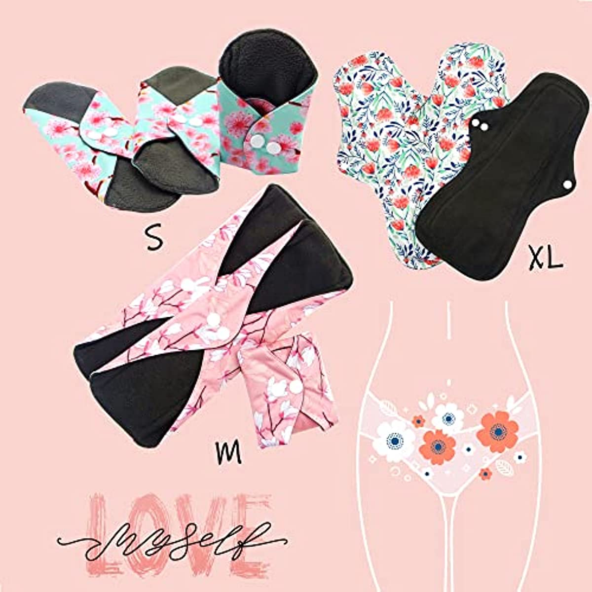 Reusable Period Pads grey Size Small for Light Flow Reusable Pads Menstural  Pads Panty Liners Reuse Pad Washable Pads 