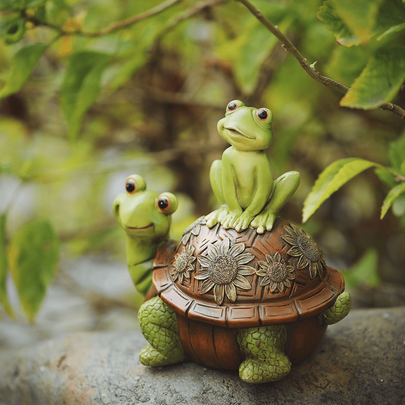 Frog And Turtle Garden Statue Outdoor Garden Cute Animal - Temu