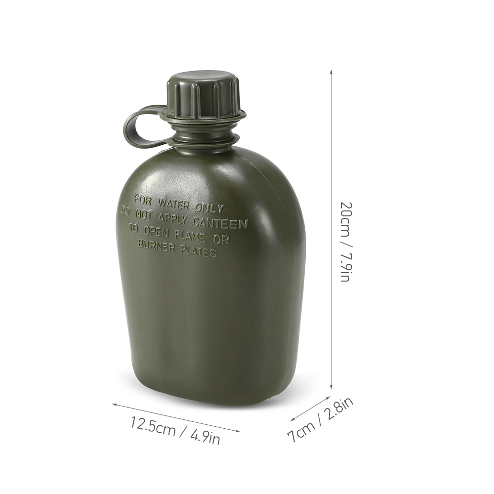 Botella de cantimplora militar al aire libre de 1L para acampar, hacer  senderismo, mochilero, agua de supervivencia