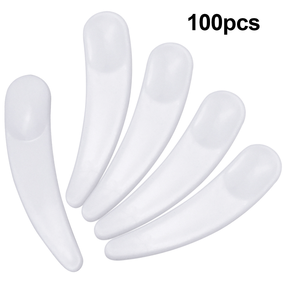 

100 Pcs Curved Disposable Facial Cream Spatulas For Waxing And Makeup Application - Easy To Use And Clean