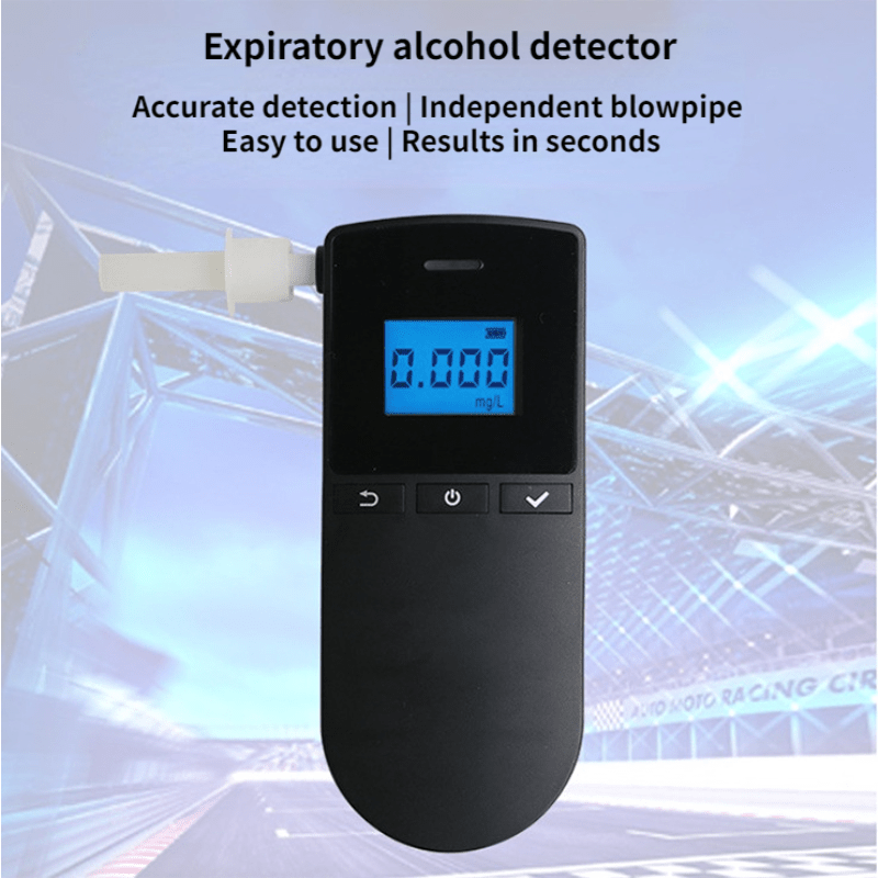 AT8030 Portable Fuel Cell Alcohol Tester with LED Display and 5 Mouthpieces  - Accurately Measures Blood Alcohol Content for Safe Driving