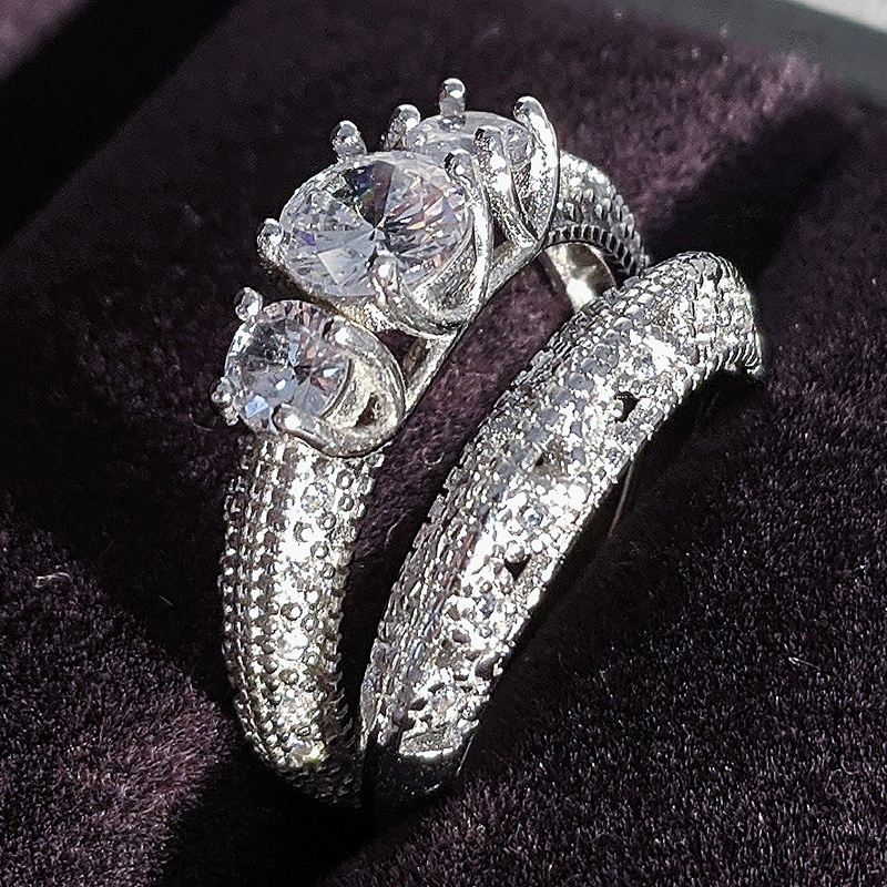 Elegant Women Fashion Wedding Jewelry Ring Set Romantic - Temu