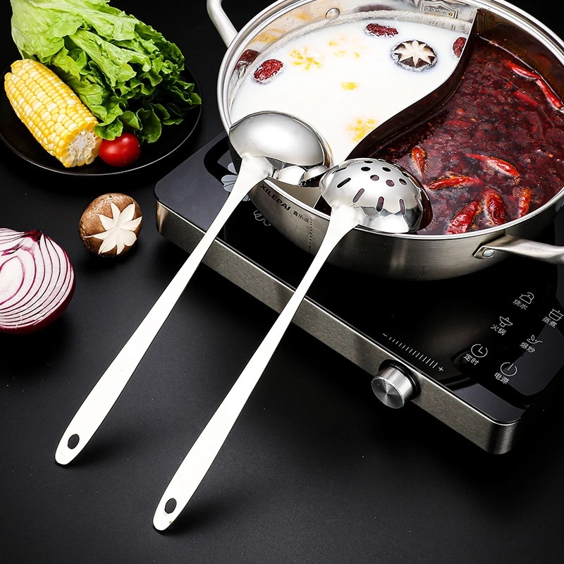 Stainless Steel Hot Pot Spoon - Multifunctional Soup Ladle,  High-temperature Resistance, Lightweight, Household Kitchen Utensil