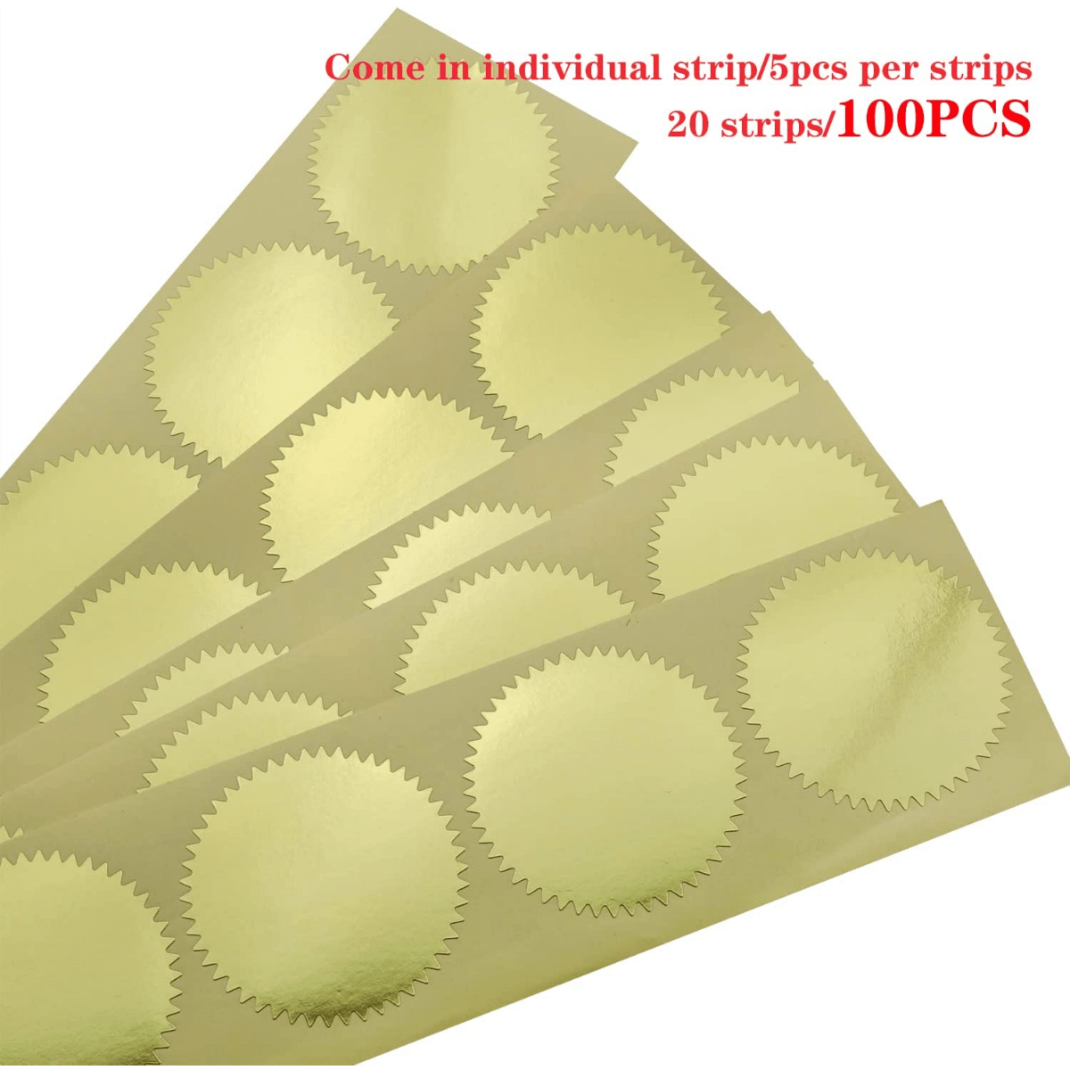 MDLG 100pcs Embossing Stickers Blank Metallic Gold Certificate Seals  Embossed Foil Stickers Scallop Edge Stickers Embosser Stamp Sealing Blank
