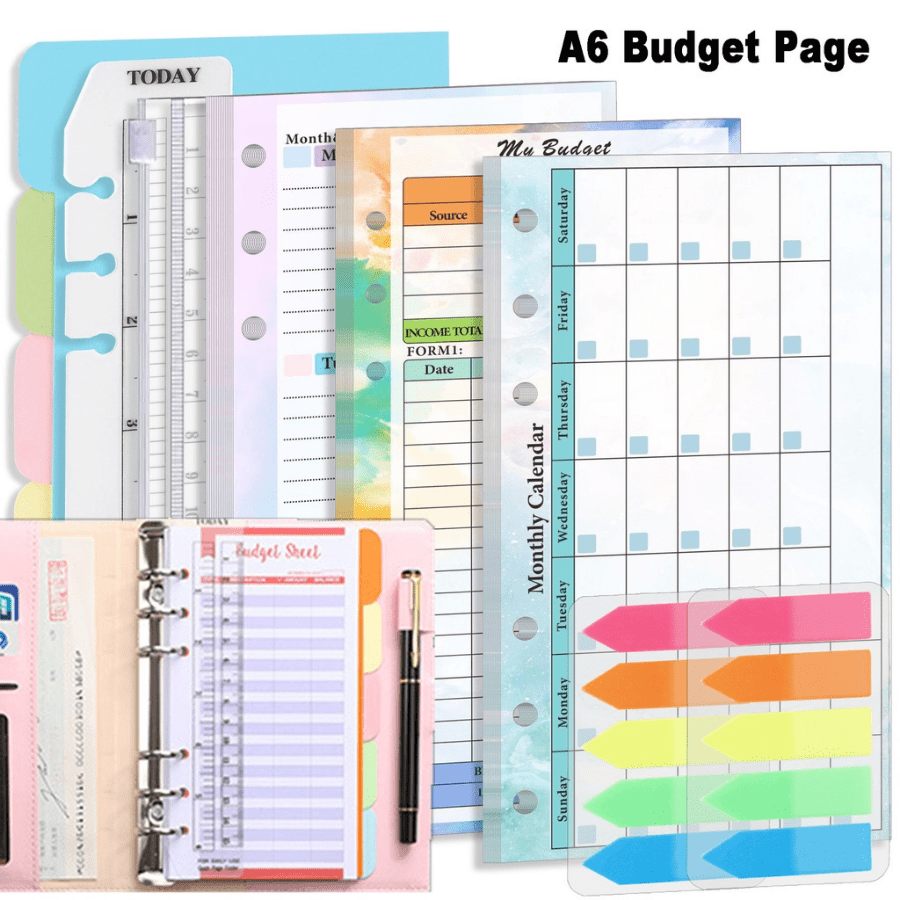 A6 Budget Page Replacement Core For 6 Hole Loose leaf Weekly - Temu