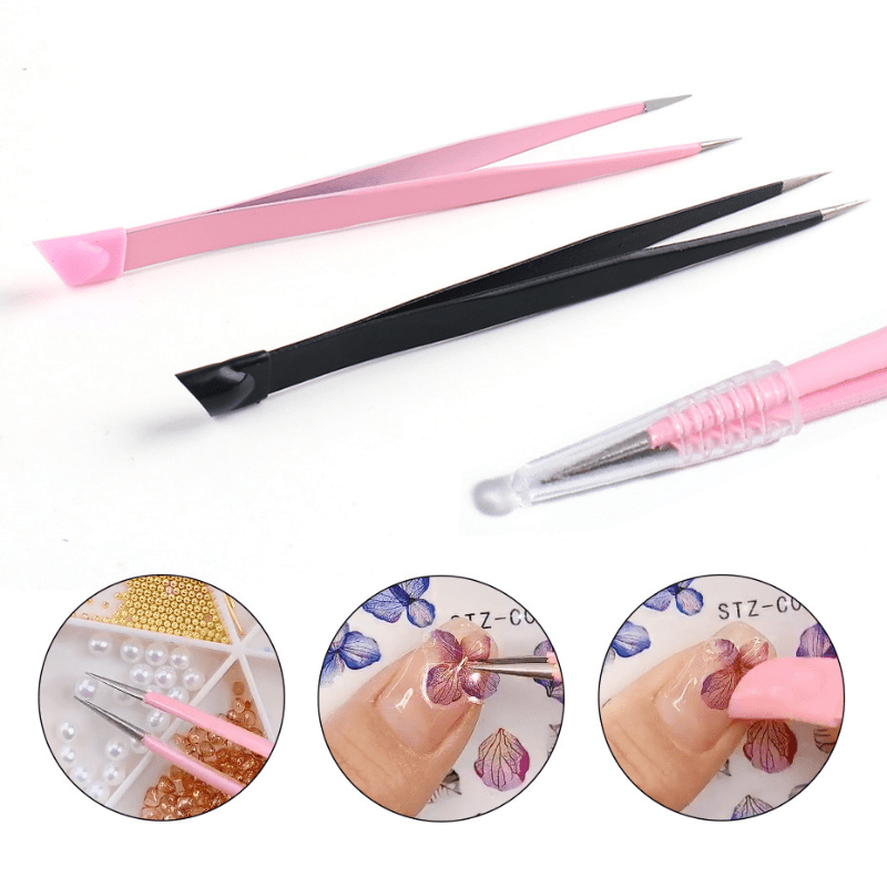 Double Ended Silicone Nail Art Tweezers With Pressing - Temu