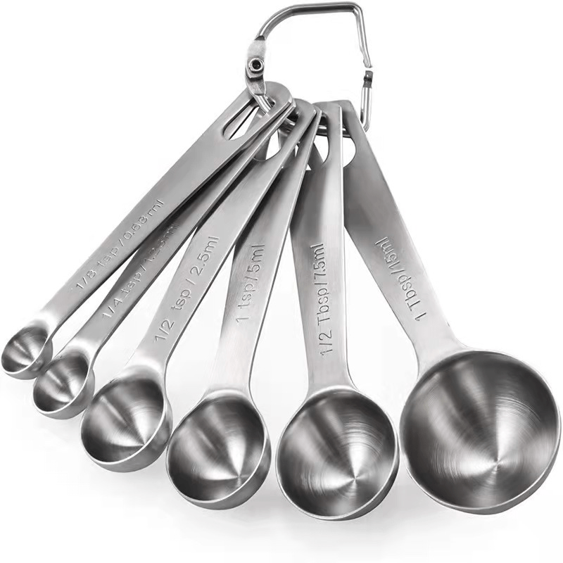 6Pcs Double End 430 Magnetic Stainless Steel Measuring Spoon Set