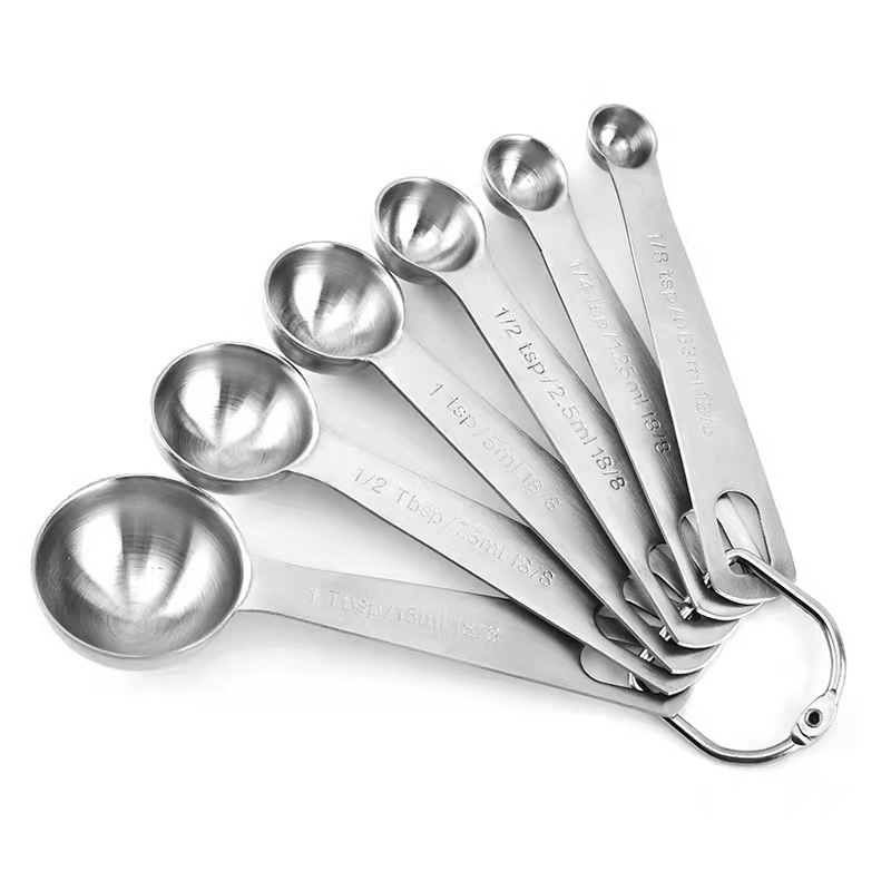 7pcs Measuring Spoons 18/8 Stainless Steel Measuring Spoons 1/8 Tsp, 1/4 Tsp,  1/2 Tsp, 3/4 Tsp, 1 Tsp, 1/2 Tbsp & 1 Tbsp Dry And Liquid Ingredients -  Industrial & Commercial - Temu Belgium