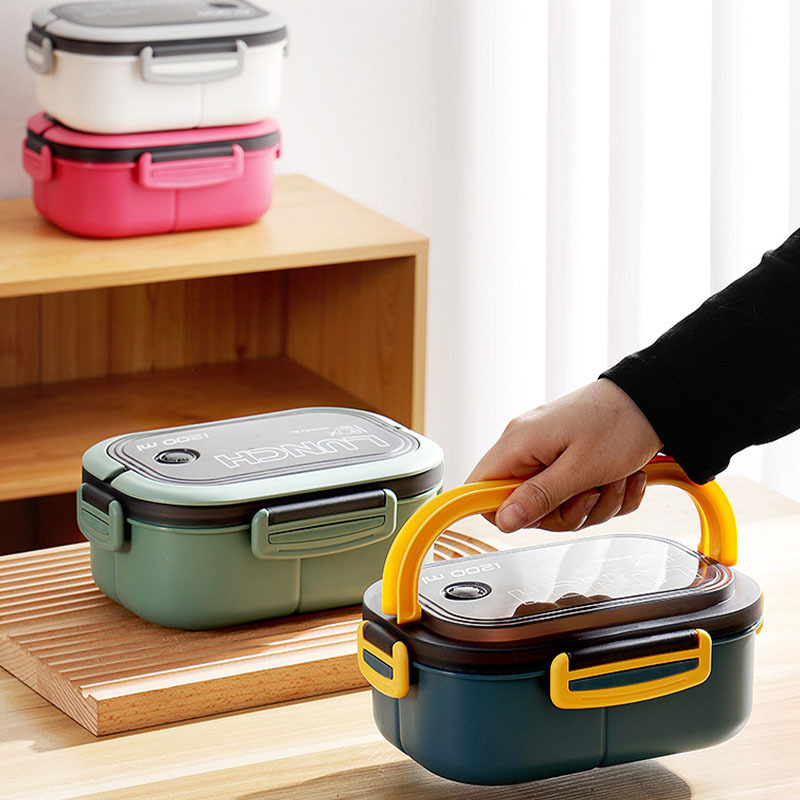 Microwaveable Double layer Compartment Lunch Box With Fork - Temu
