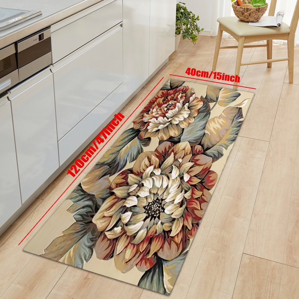 1pc Luxe Fleur Impression Tapis Floral Chambre Entrée Porte - Temu