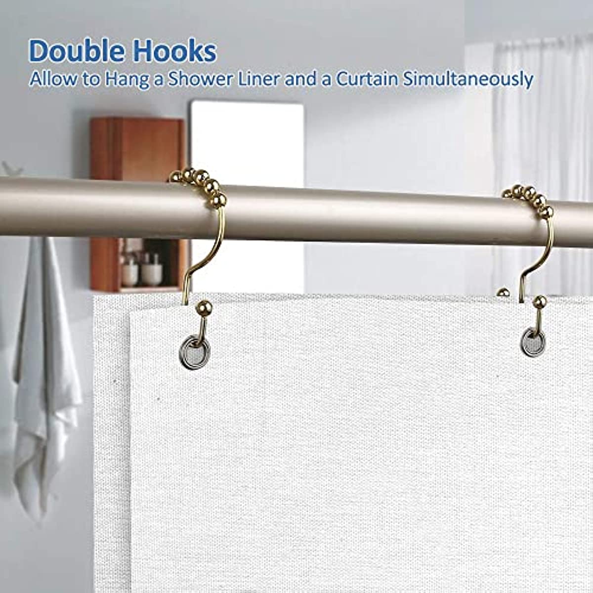 Durable Rust proof Gold Shower Curtain Hooks Double sided - Temu Canada