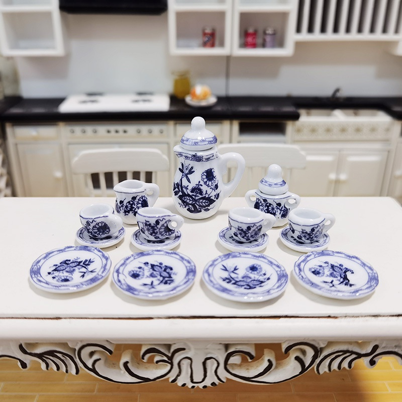 Blue and White Mini China Tea Set