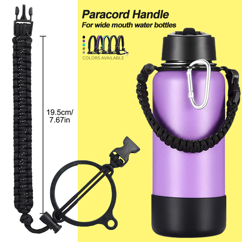  QICAIPO Water Bottle Holder with Strap and Paracord Handle -  Fits Yeti, Hydro Flask, Stanley Tumbler - Ideal Water Bottle Carrier for  Men and Women Walking or Hiking (Add Handle) 