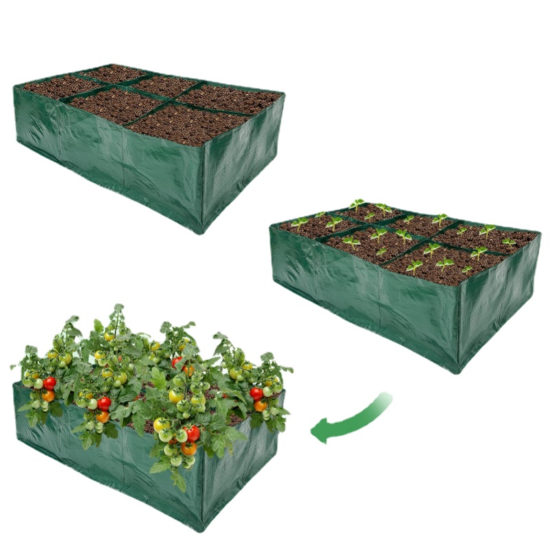

1pc Fabric Raised Planting Garden Bag 6 Grids Plastic Rectangle Garden Grow Bag, Potato Tomato Planter Pot Container Gardening For Plants Herbs Vegetables Growing 35 Gallon