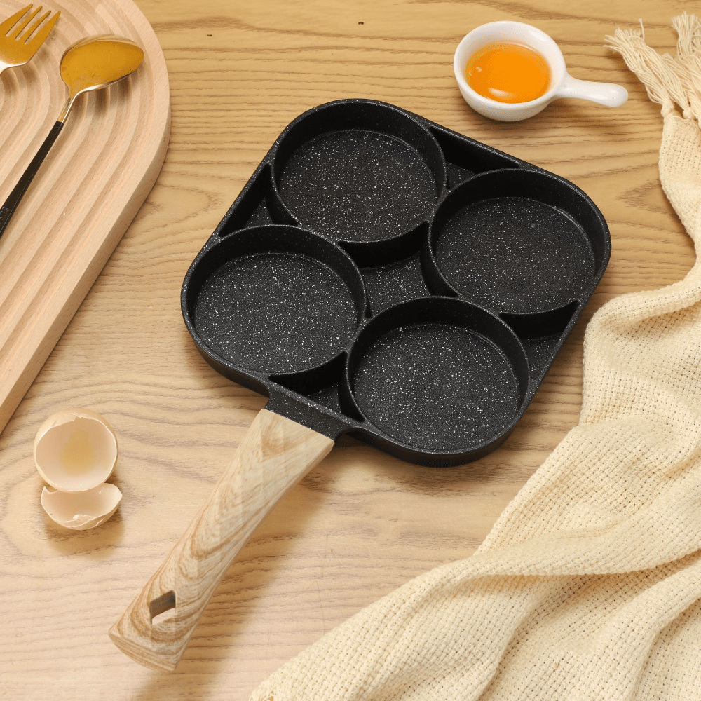 1pc Egg Frying Pan, Nonstick Egg Frying Pan, Egg Burger Maker Pan, 3/4  Holes Divided Grill Frying Pan, Non Stick Omelet Pan, Cooking Pan For  Breakfast, Egg, Bacon And Burgers