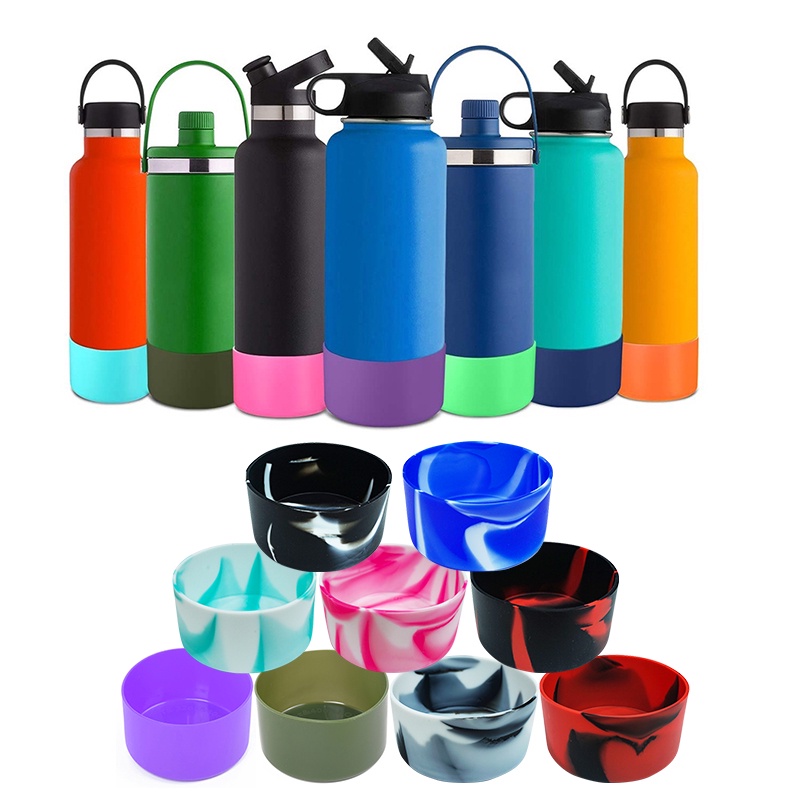 Silicone Boot Anti-slip Bottom Sleeve Cover Sport Water Bottles Flask  Accessories Fit for 12&24oz / 32&40oz Hydro Flask Bottle 