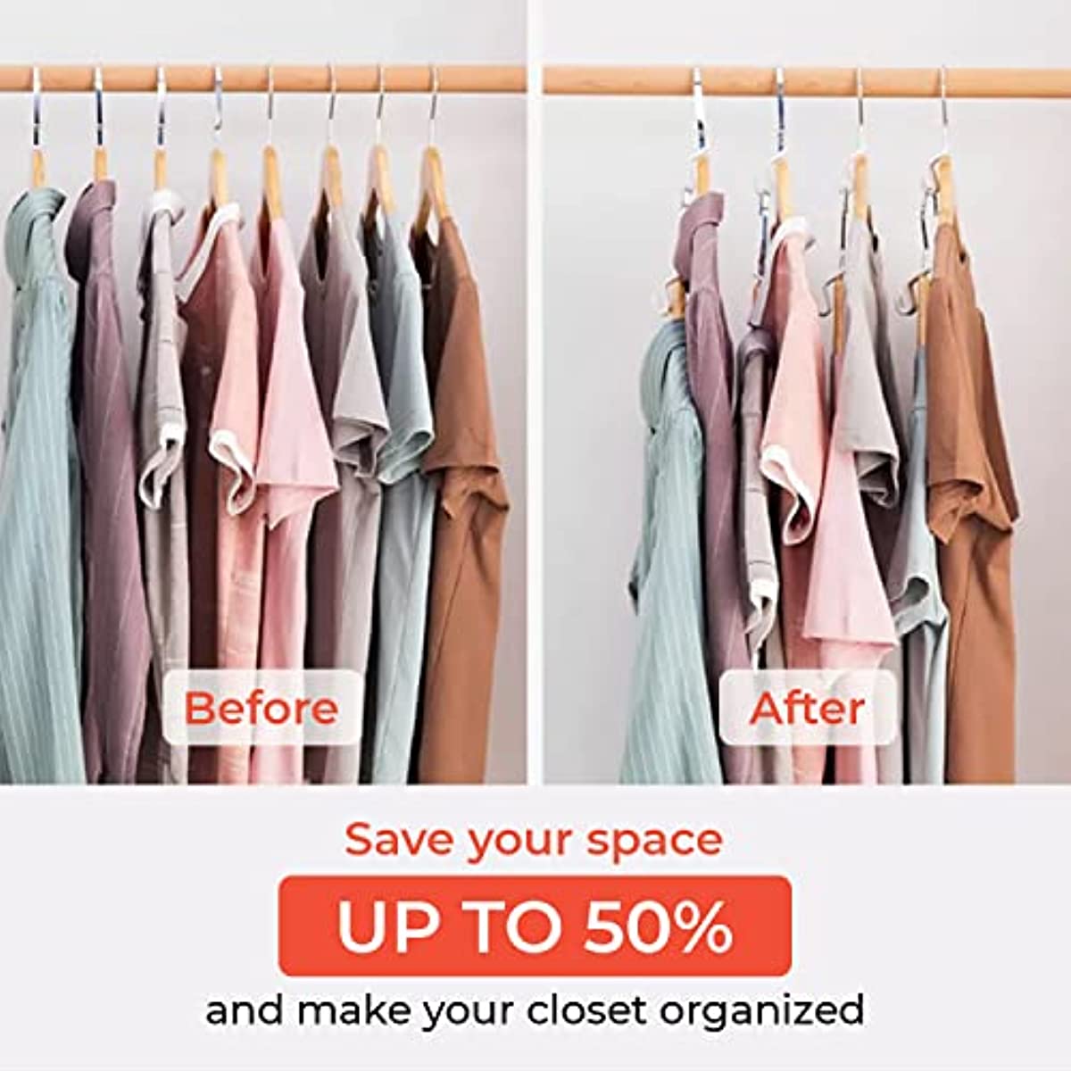 Ganchos para colgar ropa para colgar ropa, clips extensores de plástico  para ahorrar espacio, ganchos para colgar ropa y organizador de armario