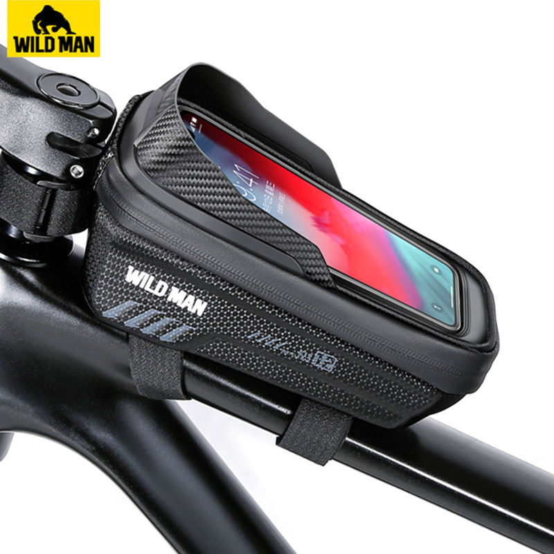 

Wild Man Front Bicycle Frame Bag, Waterproof Cycling Bag, Touch Screen Phone Case, 6.8" Hard Shell Bike Bag, Mtb Accessories