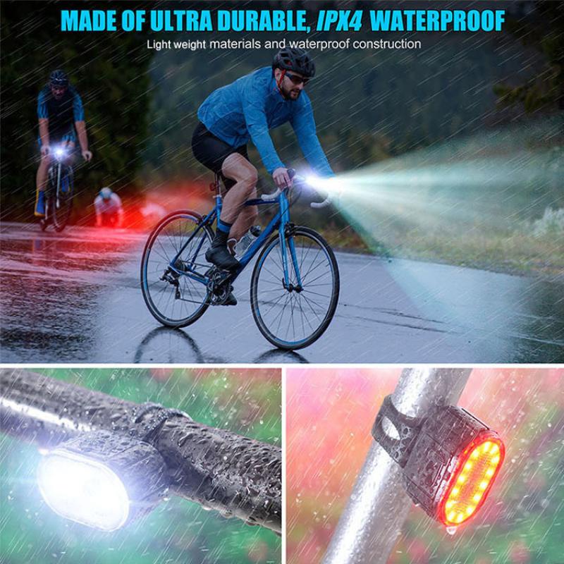 con foco y haz de inundación, luz de bicicleta LED impermeable recargable  por USB, modos de brillo d TUNC Sencillez