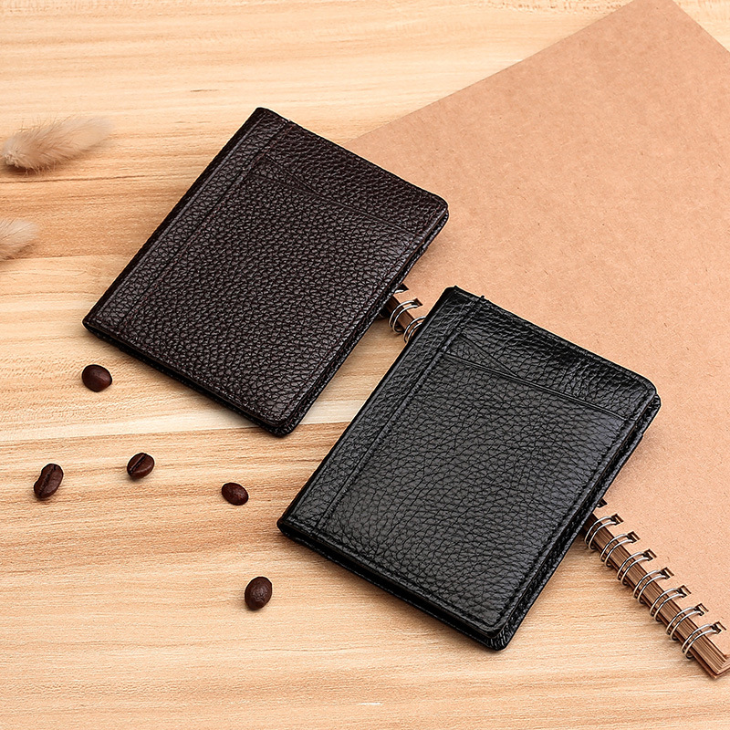 (Coffee) Super Slim Soft Wallet 100% Genuine Leather Wallet Purse Card Holders for Men