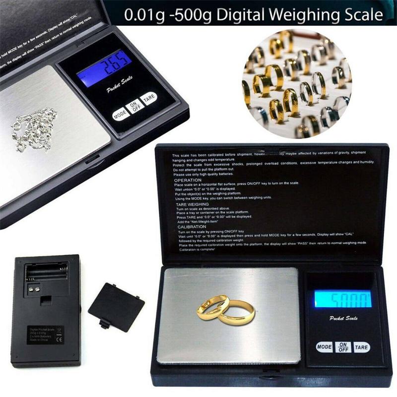 Mini Scale 0.01-500g Digital LCD Fine Scale Pocket Scale Gold