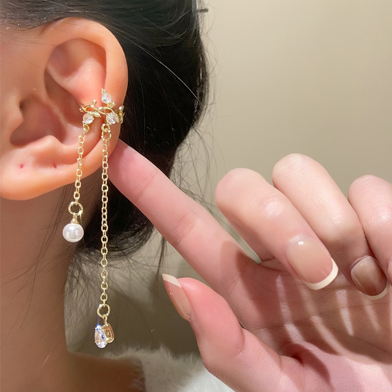 1pc Punk Tassel Leaf Earrings Hot Chain Ear Cuff Earring Women