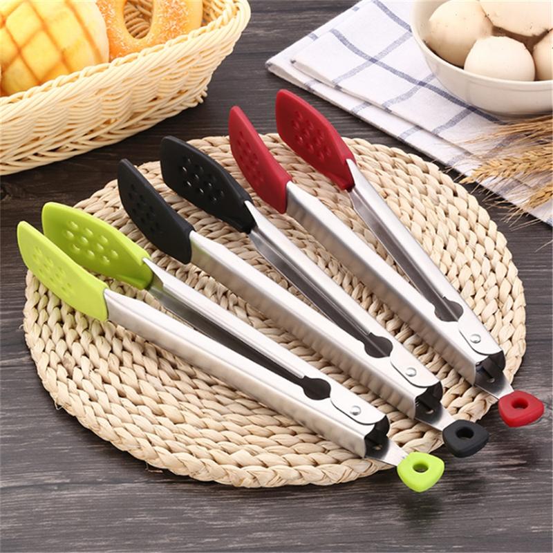 Stainless Steel Barbecue Locking Thongs Serving Clip BBQ Grill Baking Salad  Steak Vegetable Pasta Kitchen Tool
