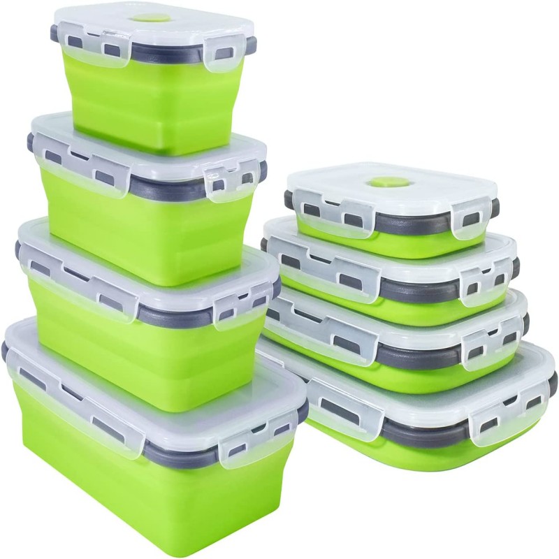  Nuanchu 4 Sets 16 Pcs Silicone Food Storage Containers with  Lids Collapsible Meal Prep Container Silicone Food Box Microwave Lunch  Containers Leftover Meal Box (Green, Light Blue, Pink): Home & Kitchen