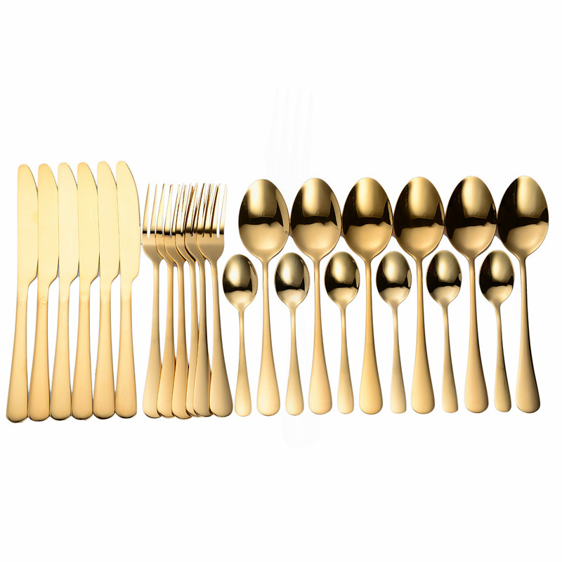 Xingjiake 24-piece Gold Silverware Set, Flower Pattern Fancy  Knife Spoons And Forks Set, Stainless Steel Flatware Cutlery Set, Serving  Utensil Set With Steak Knives Fork Spoons Silverware: Serving Sets